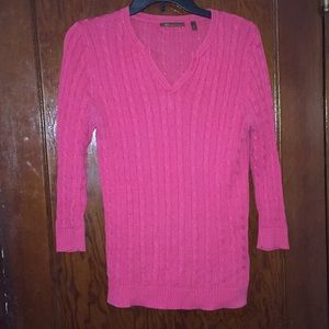 Pink 3 quarter V neck sweater